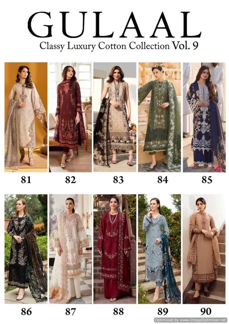 Gulaal Karachi Vol 9 Cotton Wholesale Pakistani Salwar Suit Catalog — Wholesale Salwar Suits, MPA wholesale from Surat — view 11